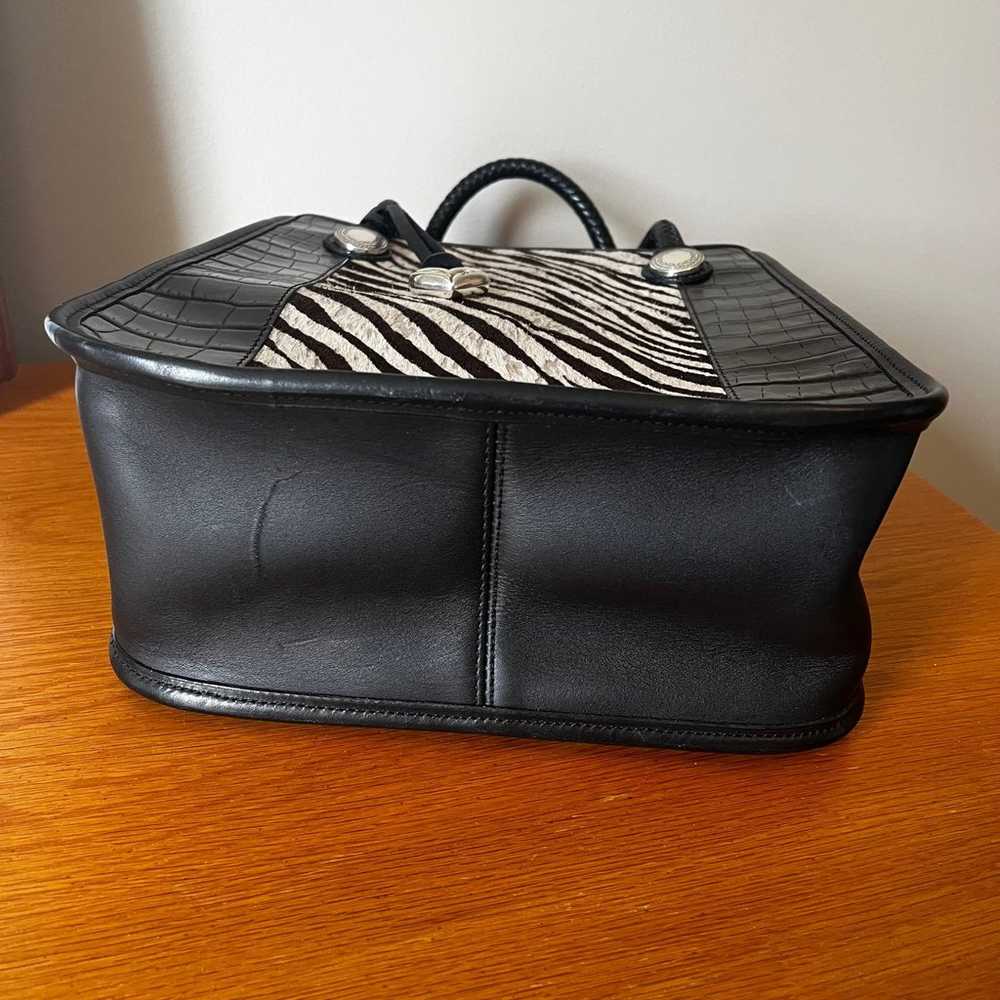 Brighton Black Leather Tote with Zebra print Calf… - image 4