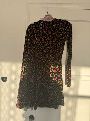 Balenciaga Floral print draped side velvet dress