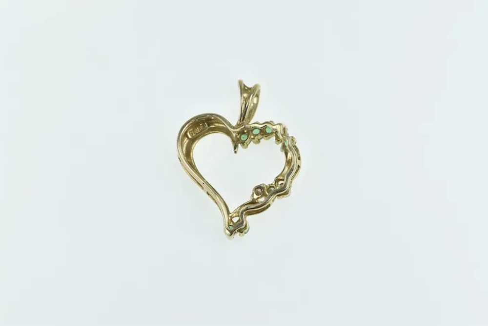 14K Vintage Emerald Diamond Heart Twist Love Pend… - image 2