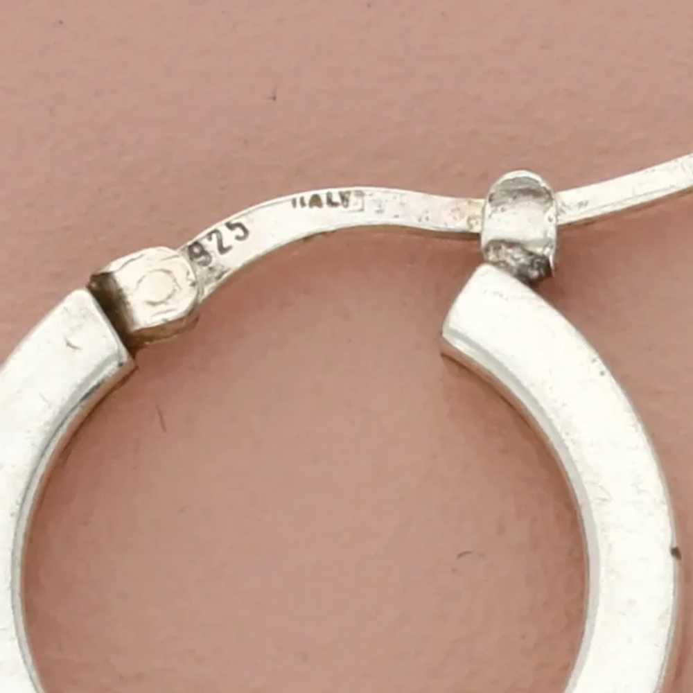 Sterling Silver Edged Snap-Post Hoop Earrings - image 3