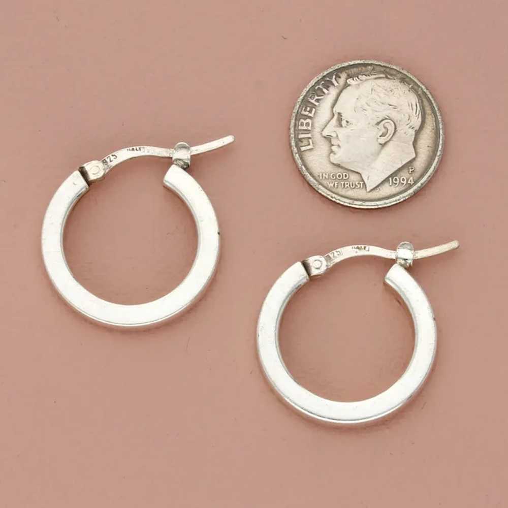 Sterling Silver Edged Snap-Post Hoop Earrings - image 4