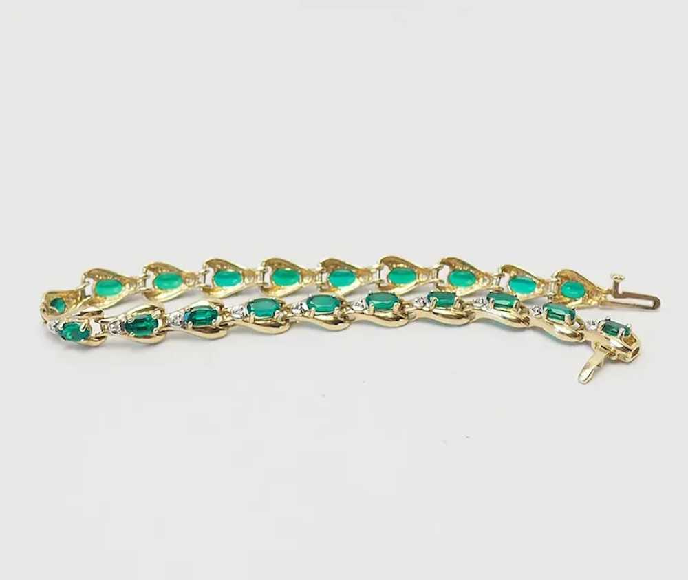 Elegant vintage 10k yellow gold green crystals te… - image 3