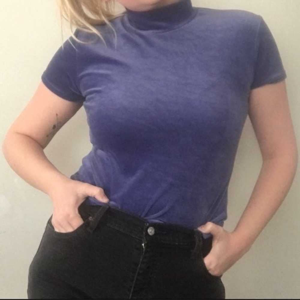 VTG 1990s crushed velvet turtle neck top - image 5