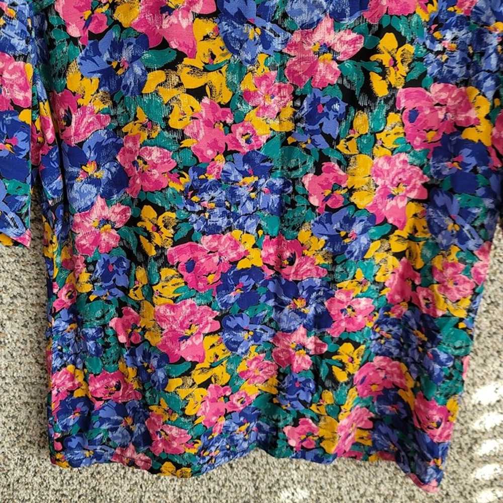 Talbots Top Womens 10 Floral Print Vintage Should… - image 5