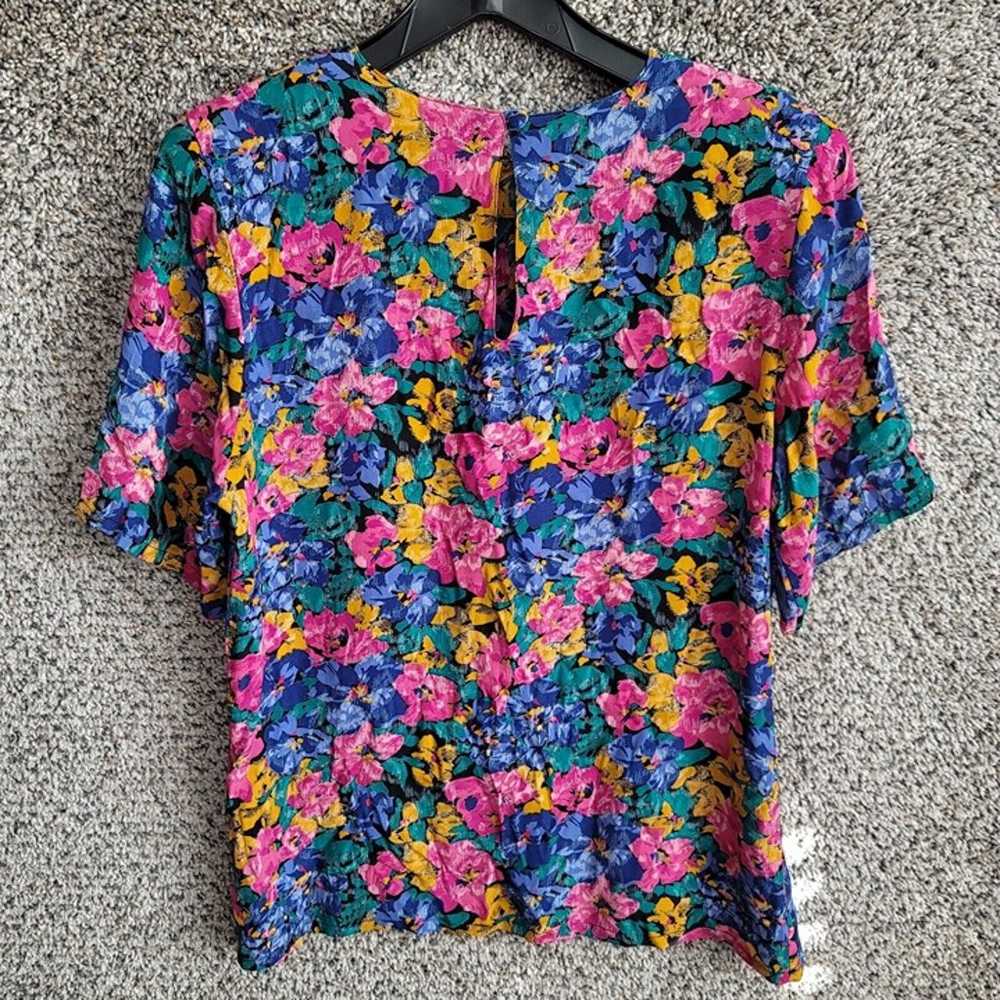 Talbots Top Womens 10 Floral Print Vintage Should… - image 7