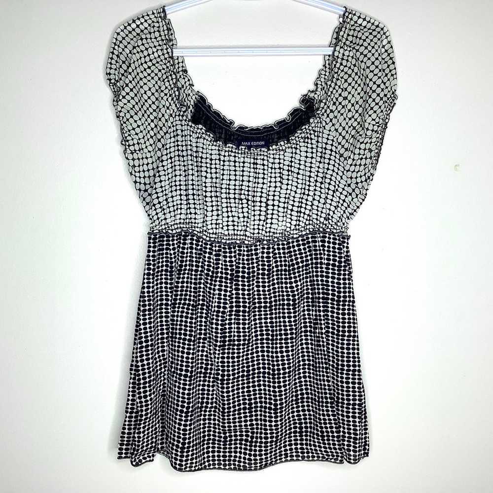 Max Edition Contrast Polka Dot Blouse Size Medium - image 1