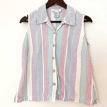 Talbots Rainbow Striped Button Up Shirt