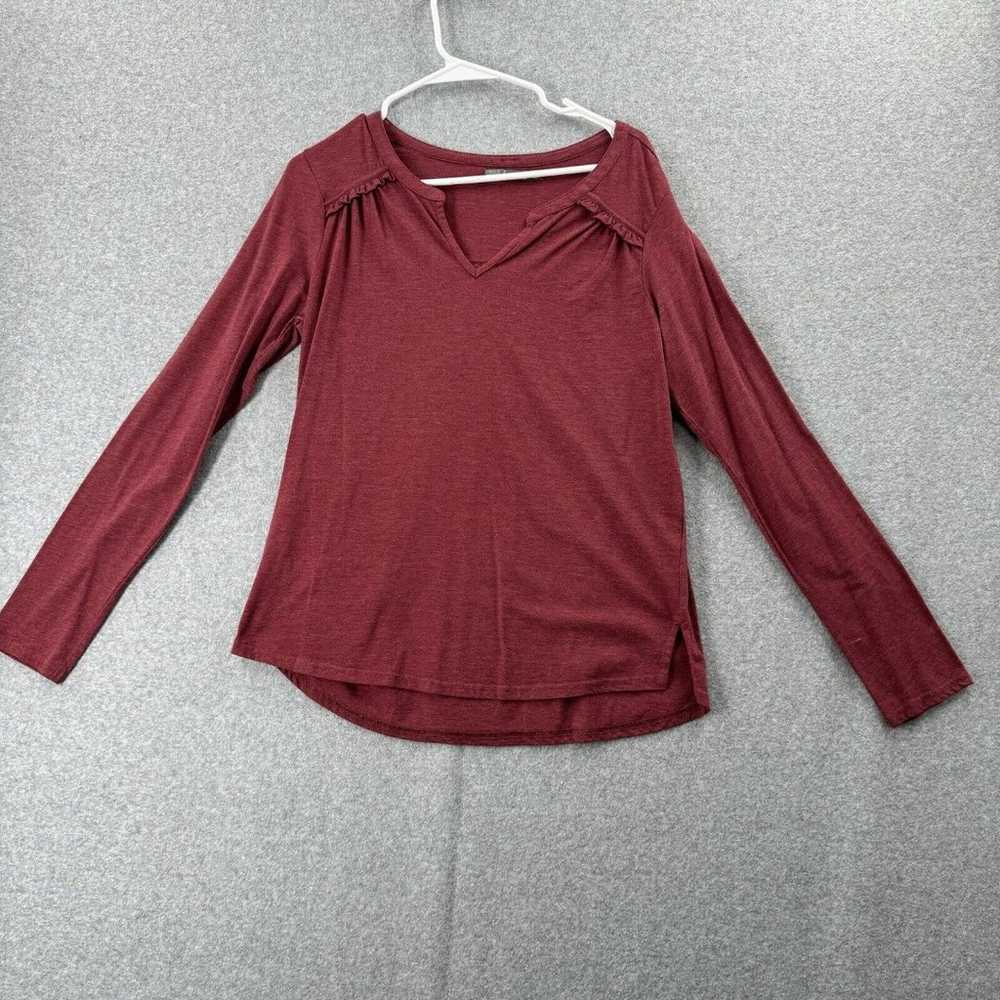 PrAna T-Shirt Womens Medium Dark Red Long Sleeve … - image 1