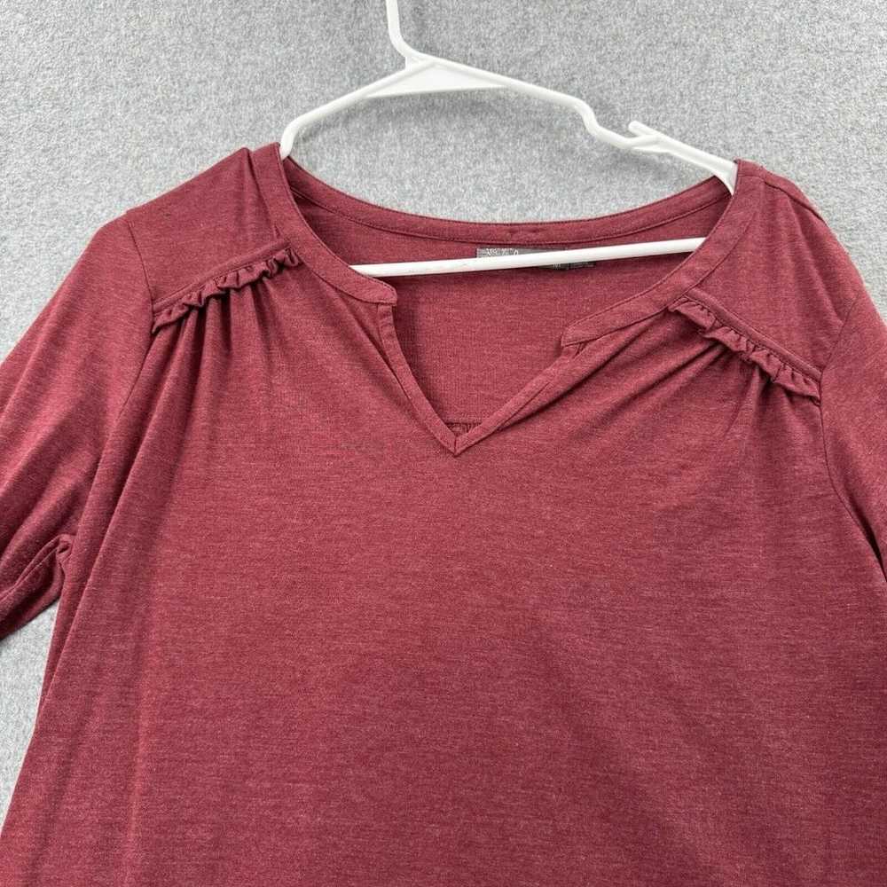 PrAna T-Shirt Womens Medium Dark Red Long Sleeve … - image 2