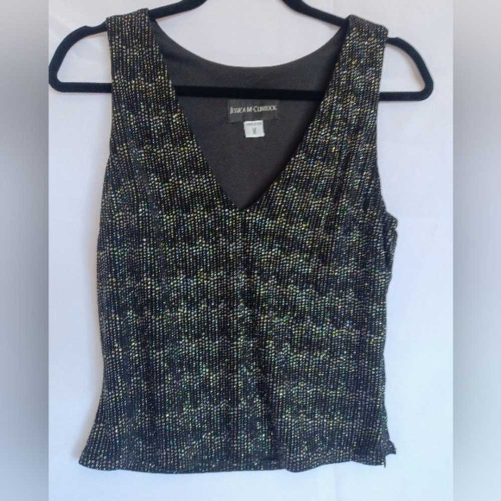 Vintage Jessica McClintock Glitter Sleeveless Top… - image 1