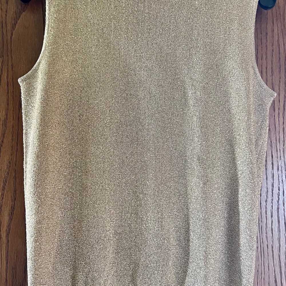 Vintage 90’s Cache’ Metallic Gold Sleeveless Top - image 2