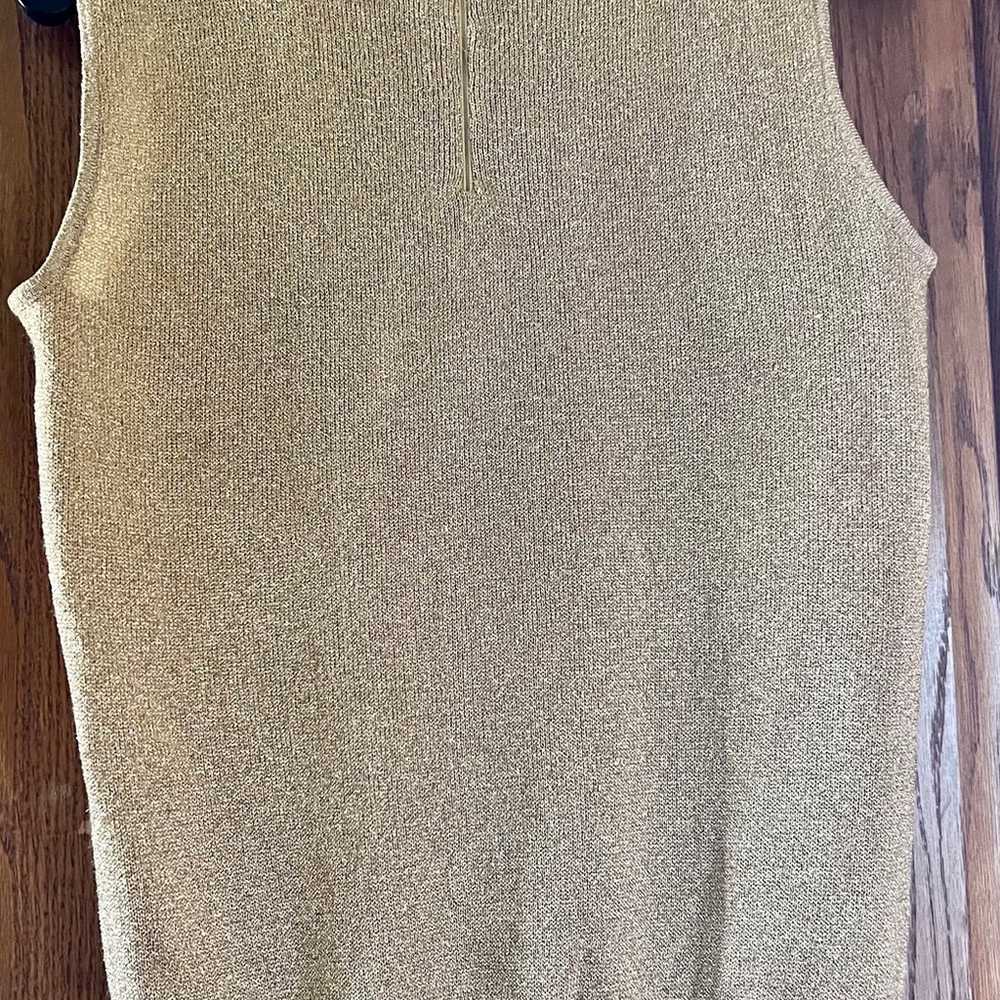 Vintage 90’s Cache’ Metallic Gold Sleeveless Top - image 4