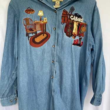 Vintage Country Legends Embroidered Cabin Theme B… - image 1