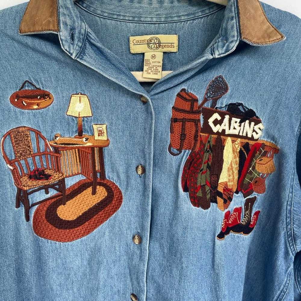 Vintage Country Legends Embroidered Cabin Theme B… - image 2