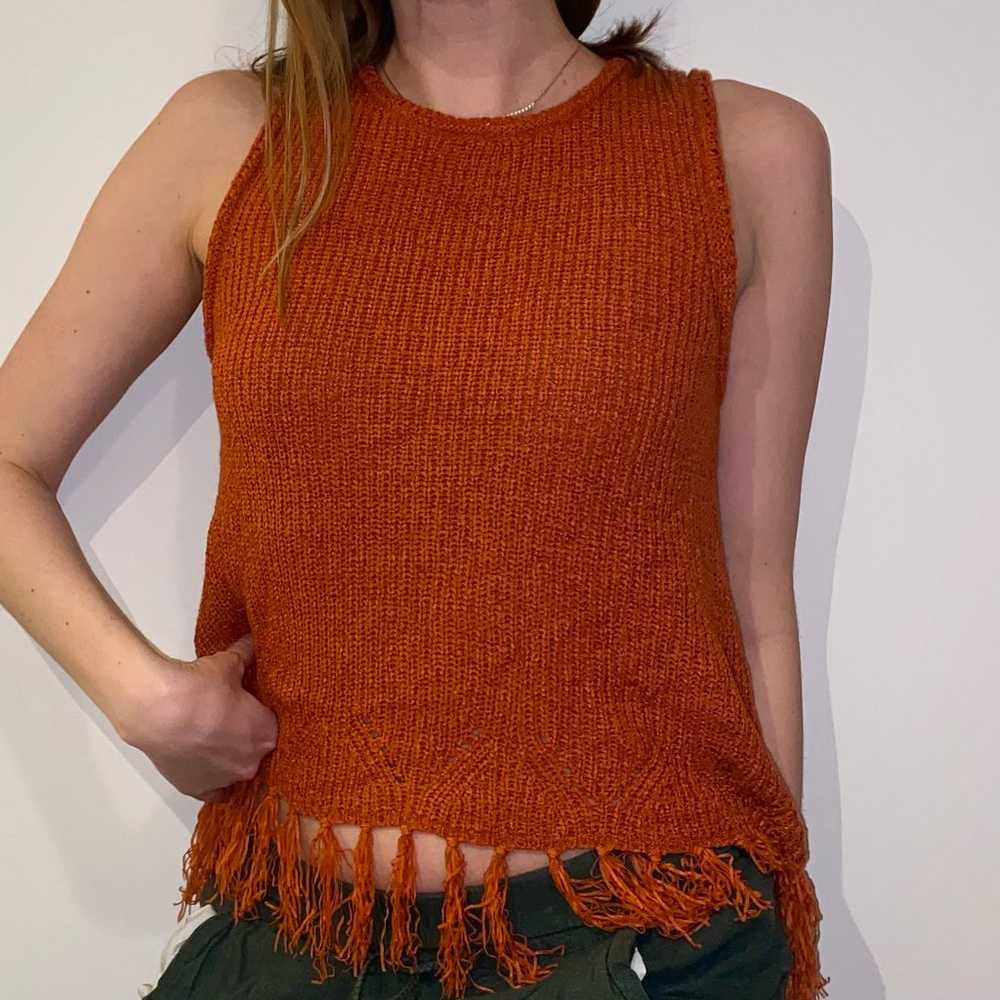 Rust Crochet Tassel Top - image 1