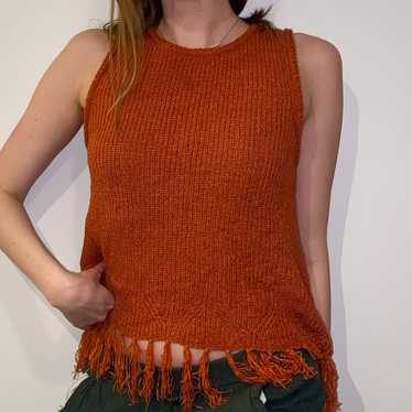 Rust Crochet Tassel Top - image 1