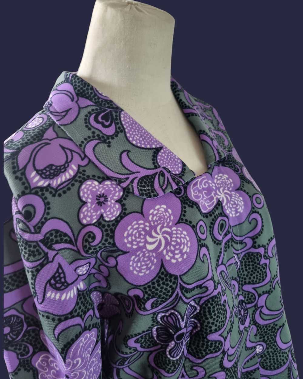 70s Psych Print top L - image 6