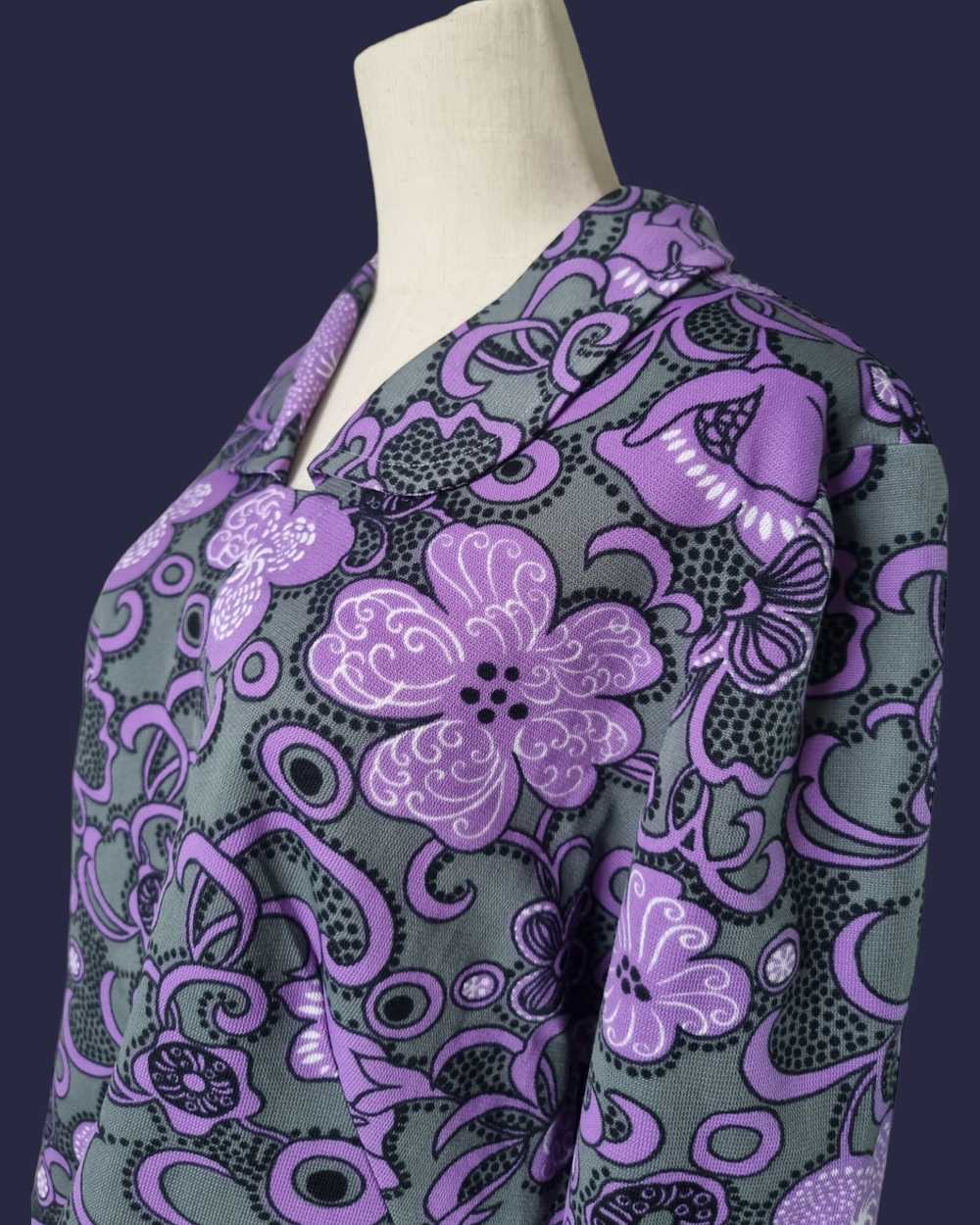 70s Psych Print top L - image 7