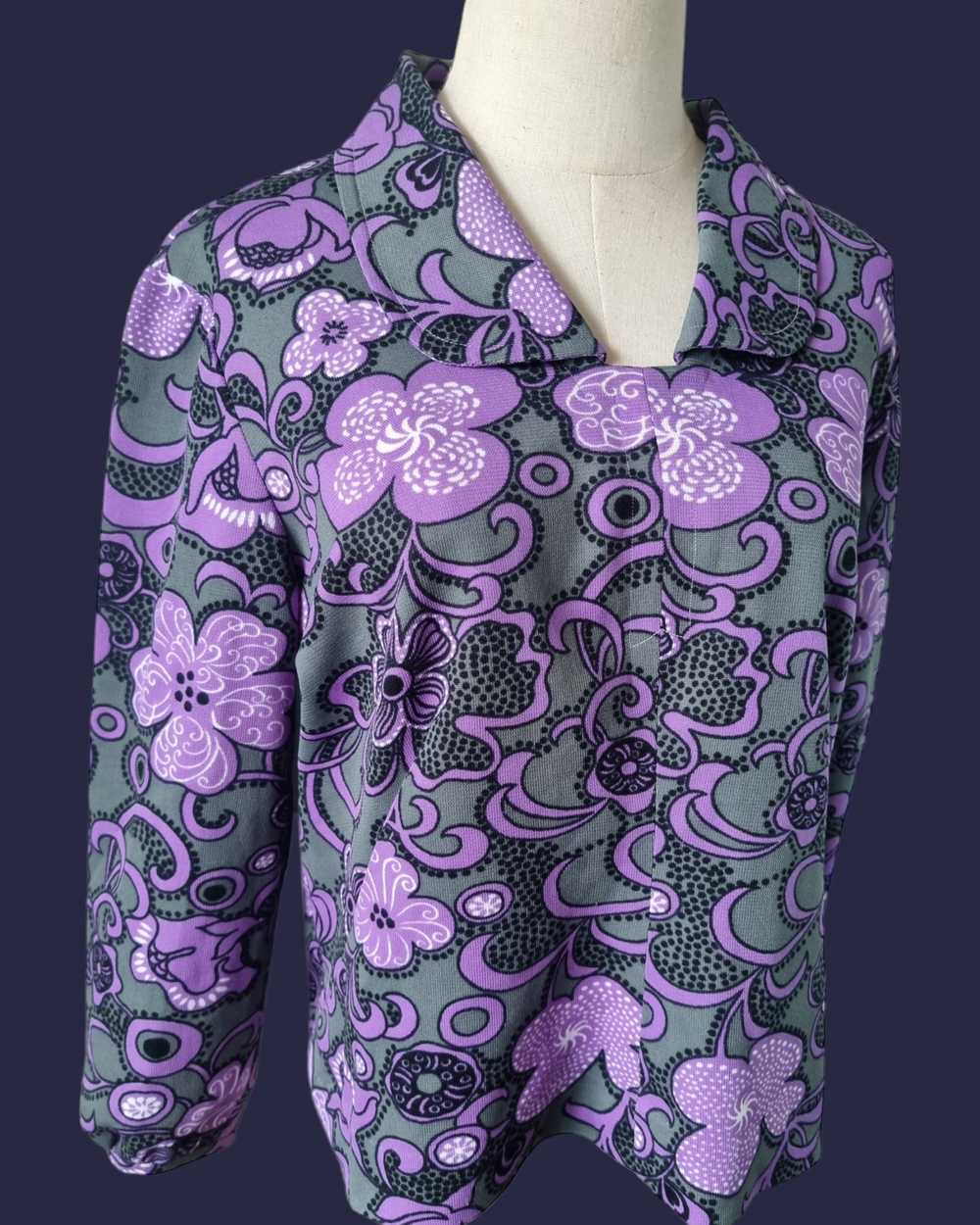 70s Psych Print top L - image 8