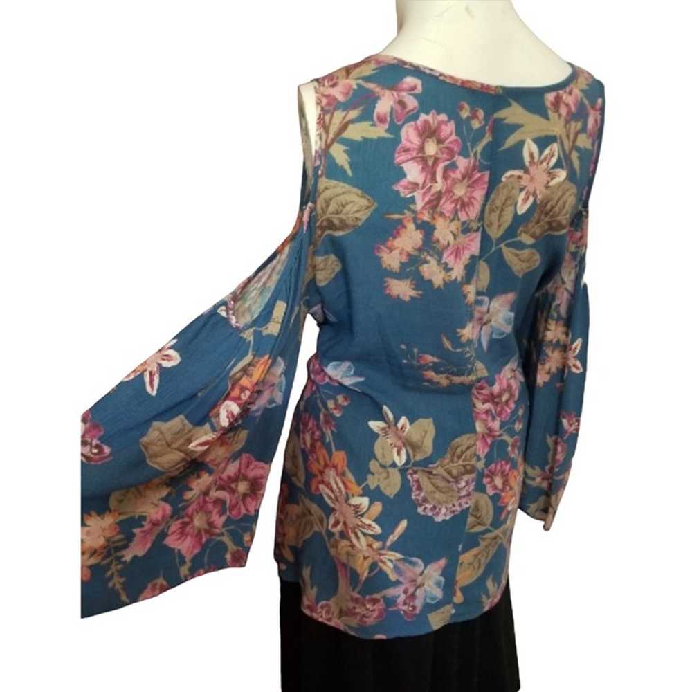 Staccato Floral Boho Blouse Sz M Shoulderless Dus… - image 2