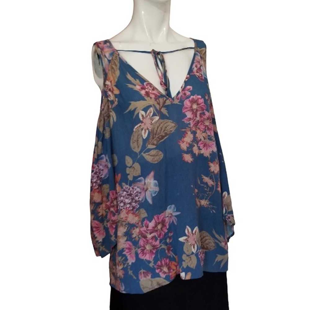 Staccato Floral Boho Blouse Sz M Shoulderless Dus… - image 4