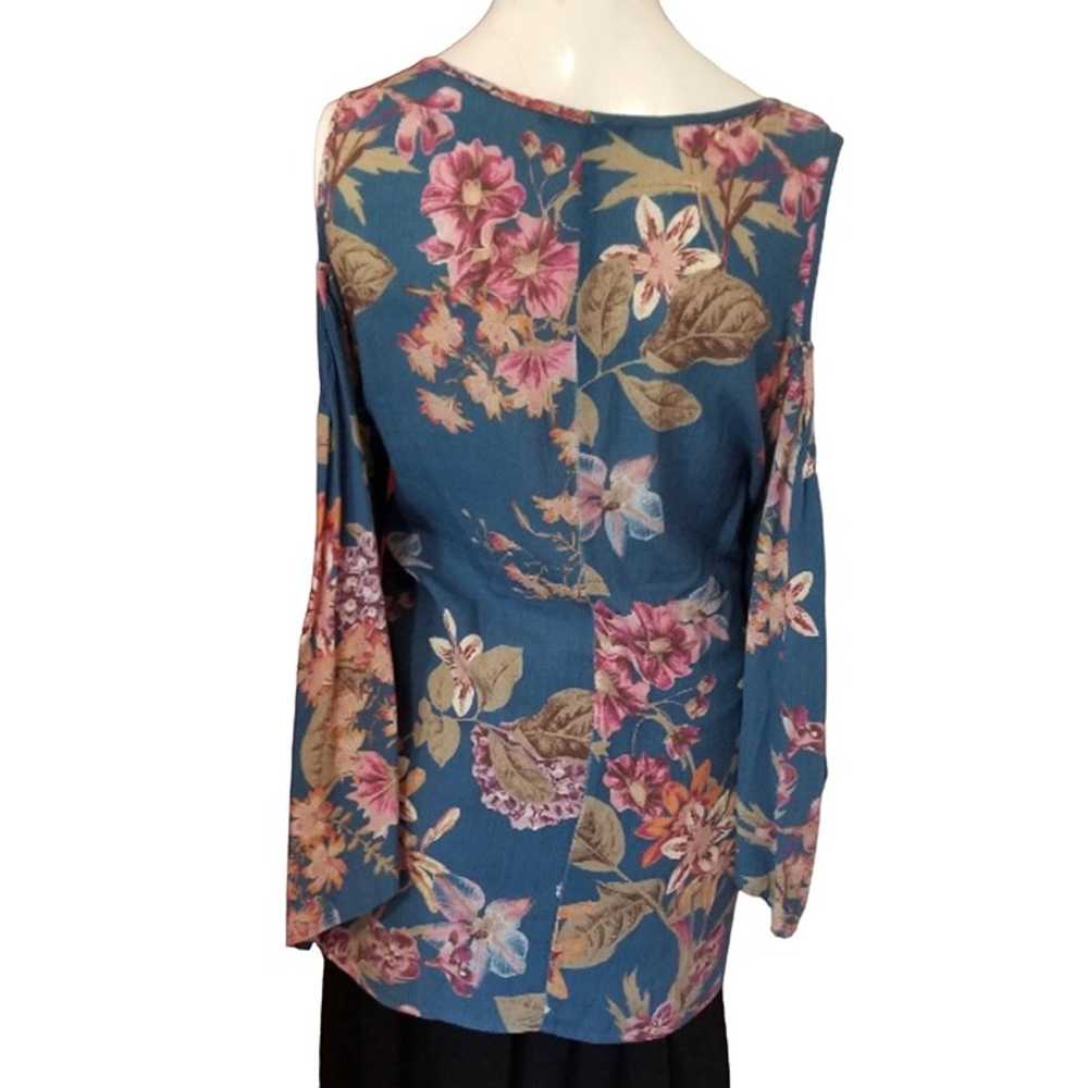 Staccato Floral Boho Blouse Sz M Shoulderless Dus… - image 8