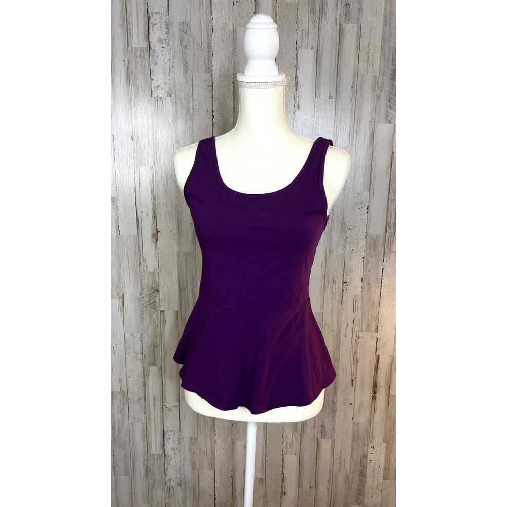 Express Women's Medium Purple Peplum Tank Top Sle… - image 1