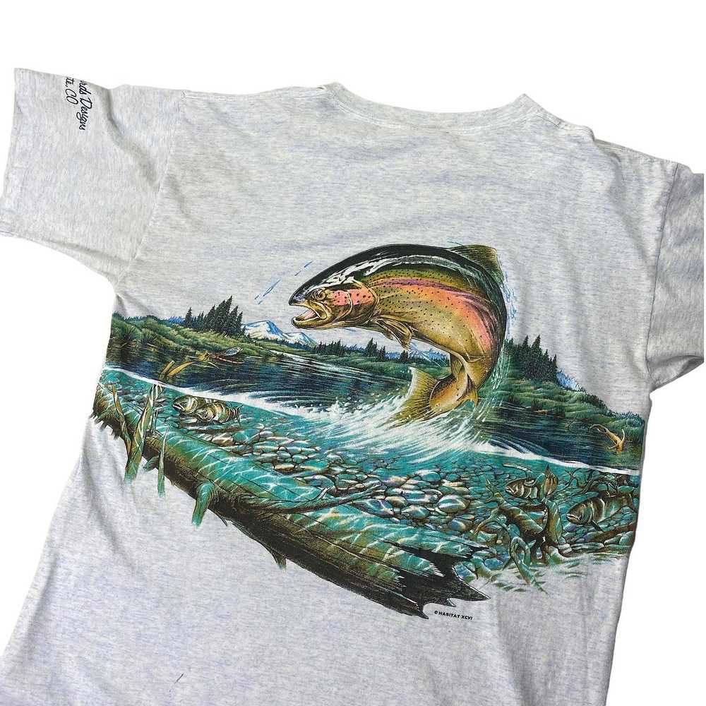 90s rainbow trout tee. heather blue. XL - image 3