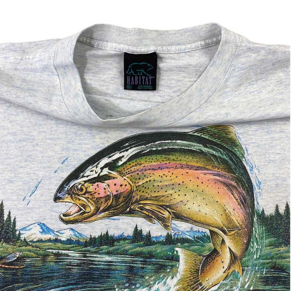 90s rainbow trout tee. heather blue. XL - image 4