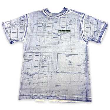 90s Blueprint all over print tee. Beaver lumber c… - image 1