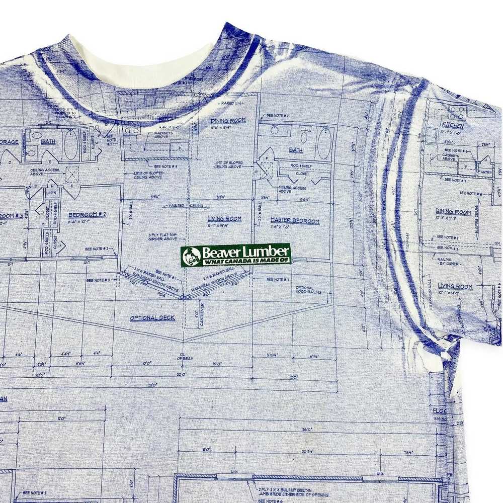 90s Blueprint all over print tee. Beaver lumber c… - image 2