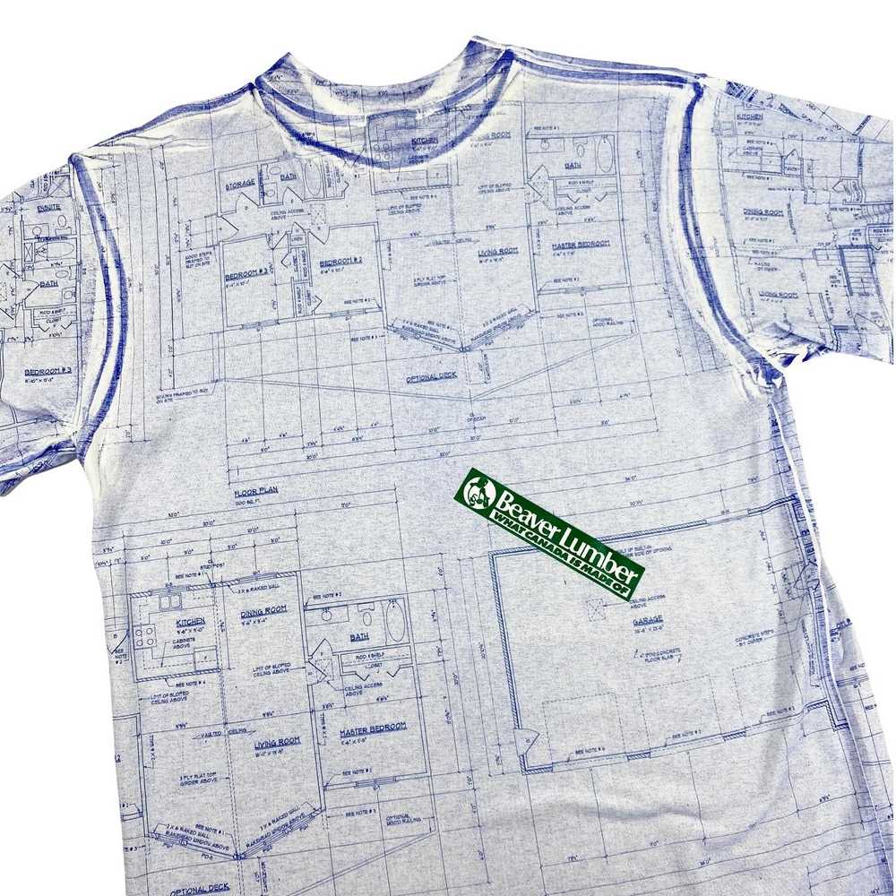 90s Blueprint all over print tee. Beaver lumber c… - image 3