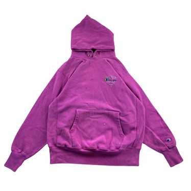 90s Champion revere weave hooded sweatshirt Berry… - image 1