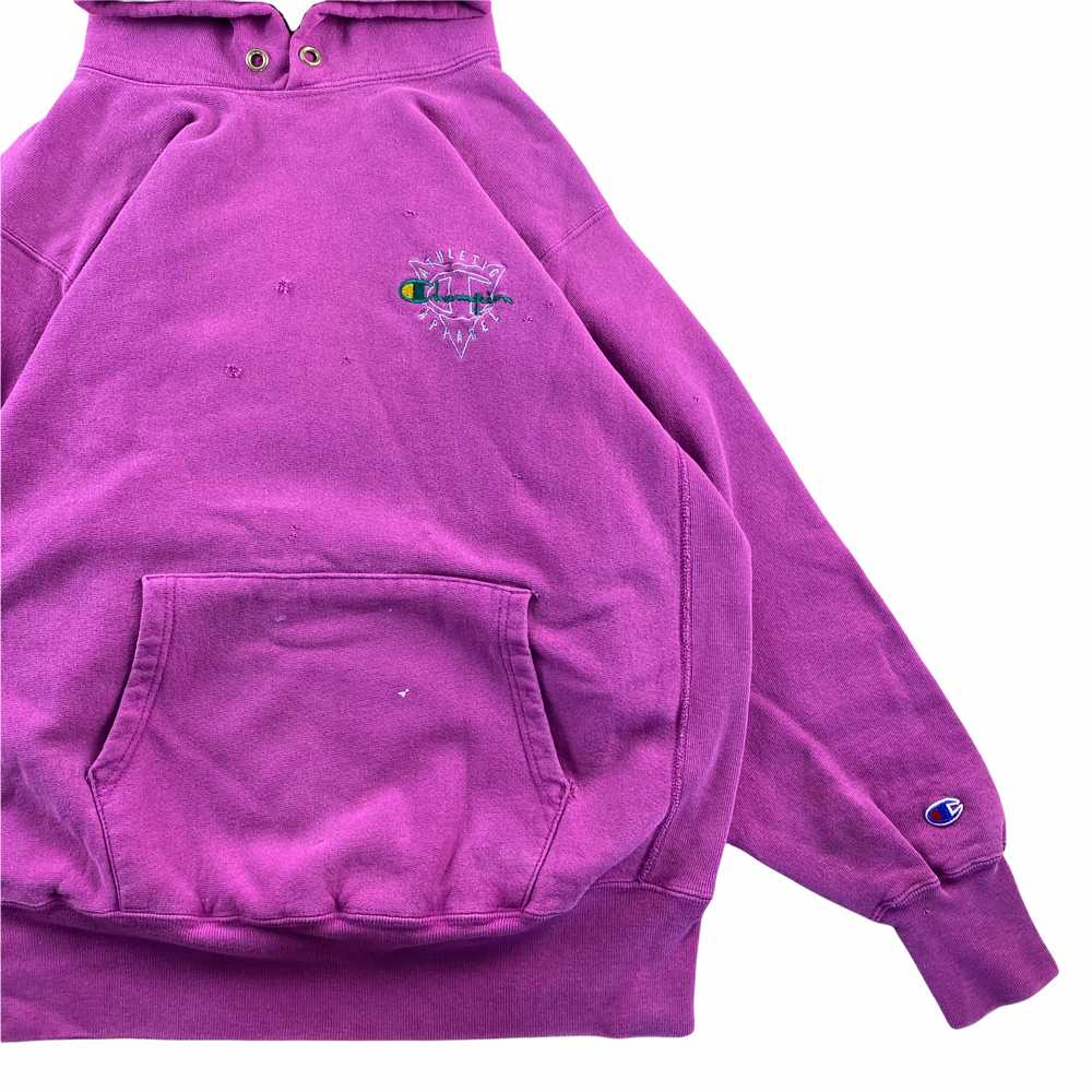 90s Champion revere weave hooded sweatshirt Berry… - image 2