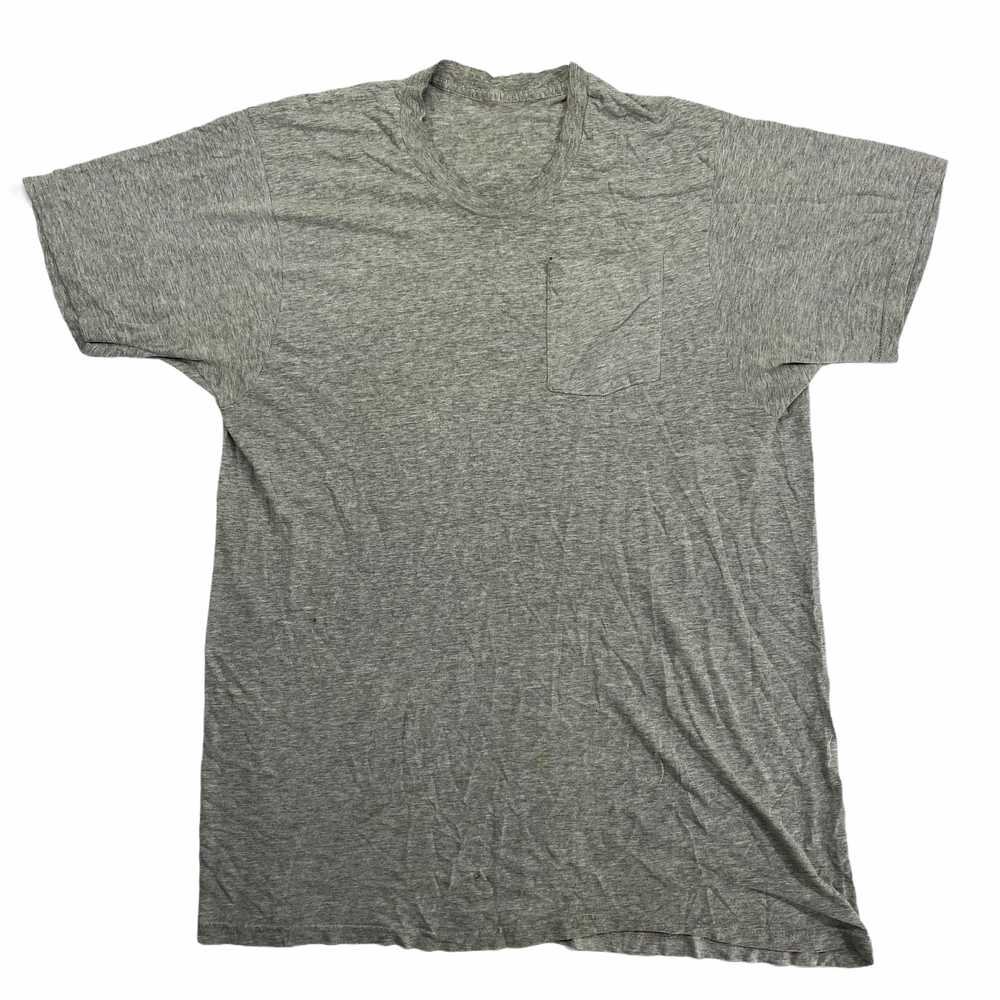 90s Well Worn Heather Grey Pocket T-Shirt XL - image 1