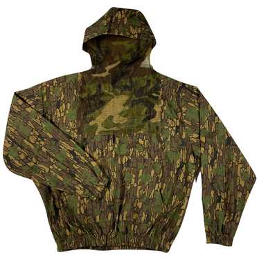 80s camo half zip. camo face net. L/XL