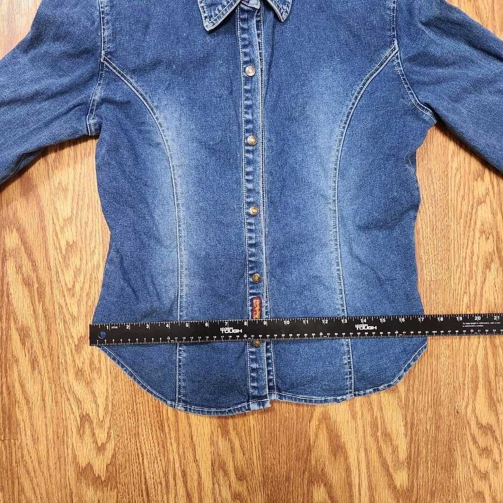 Vintage Hard Rock Cafe Women's Blue Demin Shirt M… - image 8