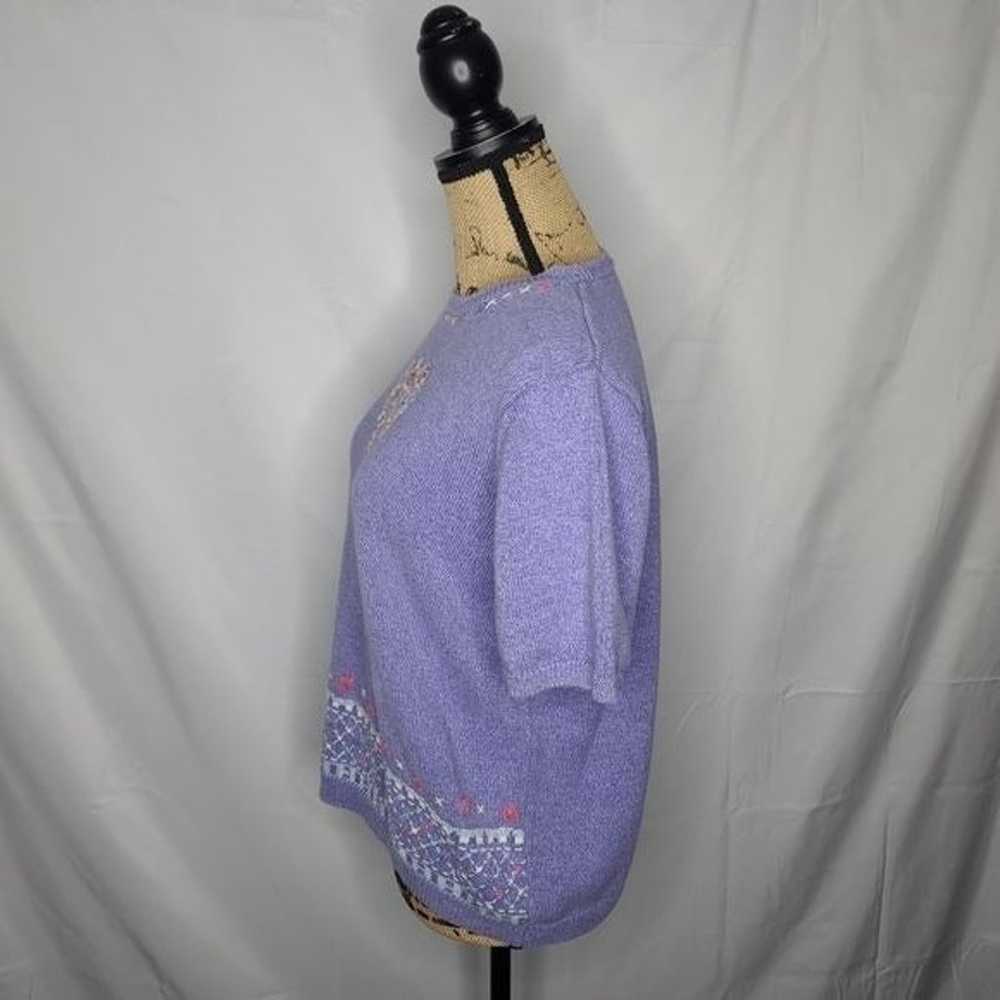 Vintage 90s Embroidered Heart Grandmacore Purple … - image 2