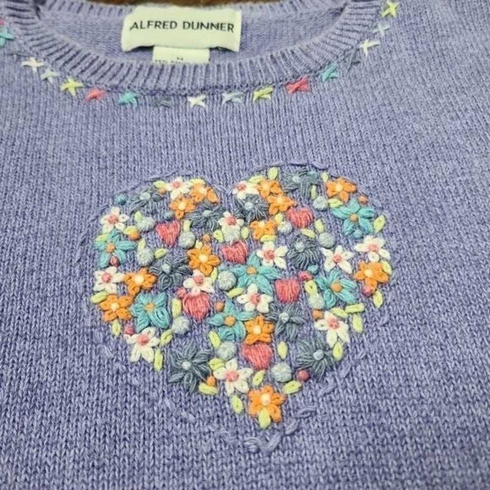 Vintage 90s Embroidered Heart Grandmacore Purple … - image 9