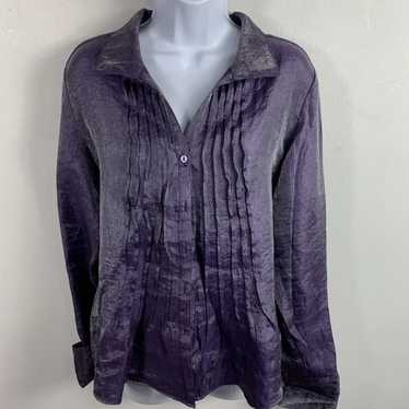 VTG Shimmering Purple Button Up Shirt - image 1