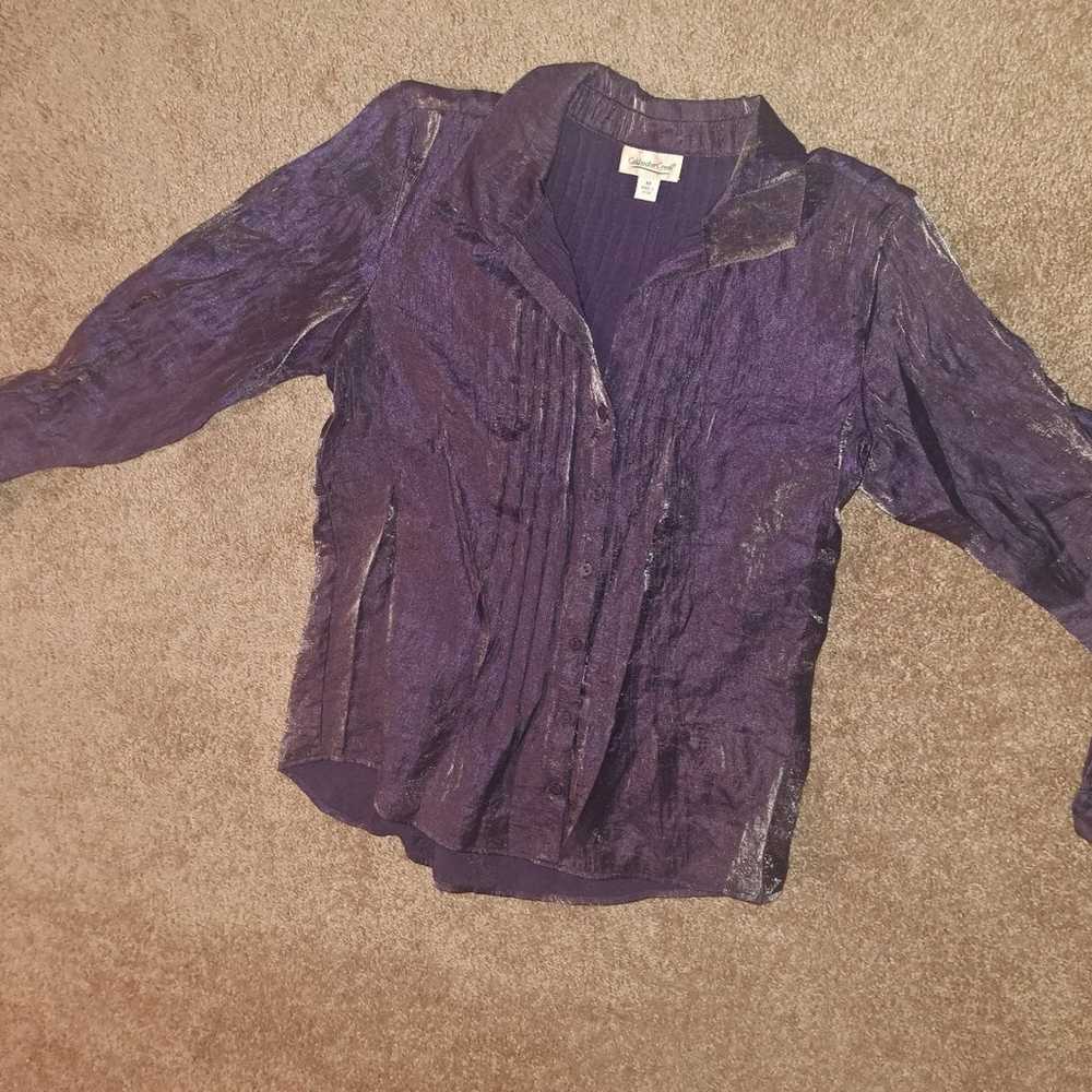 VTG Shimmering Purple Button Up Shirt - image 3