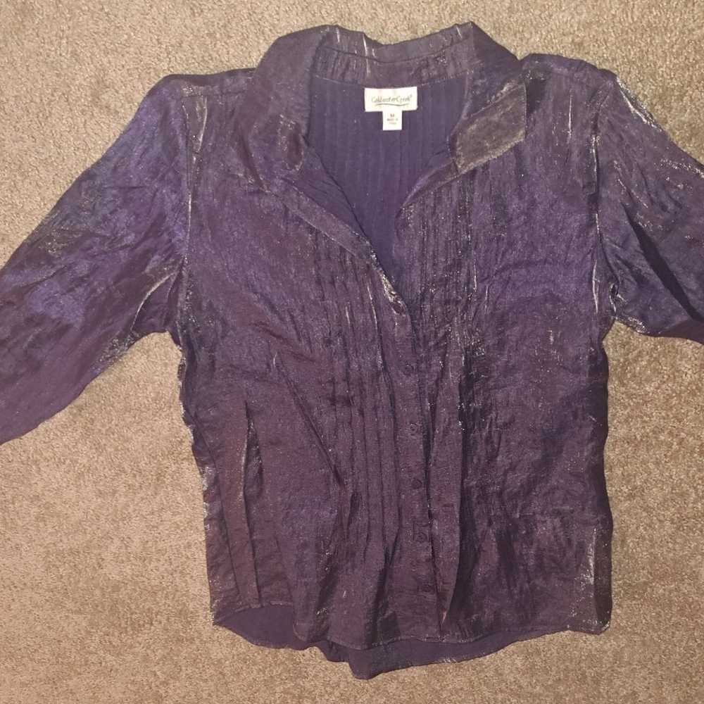 VTG Shimmering Purple Button Up Shirt - image 5