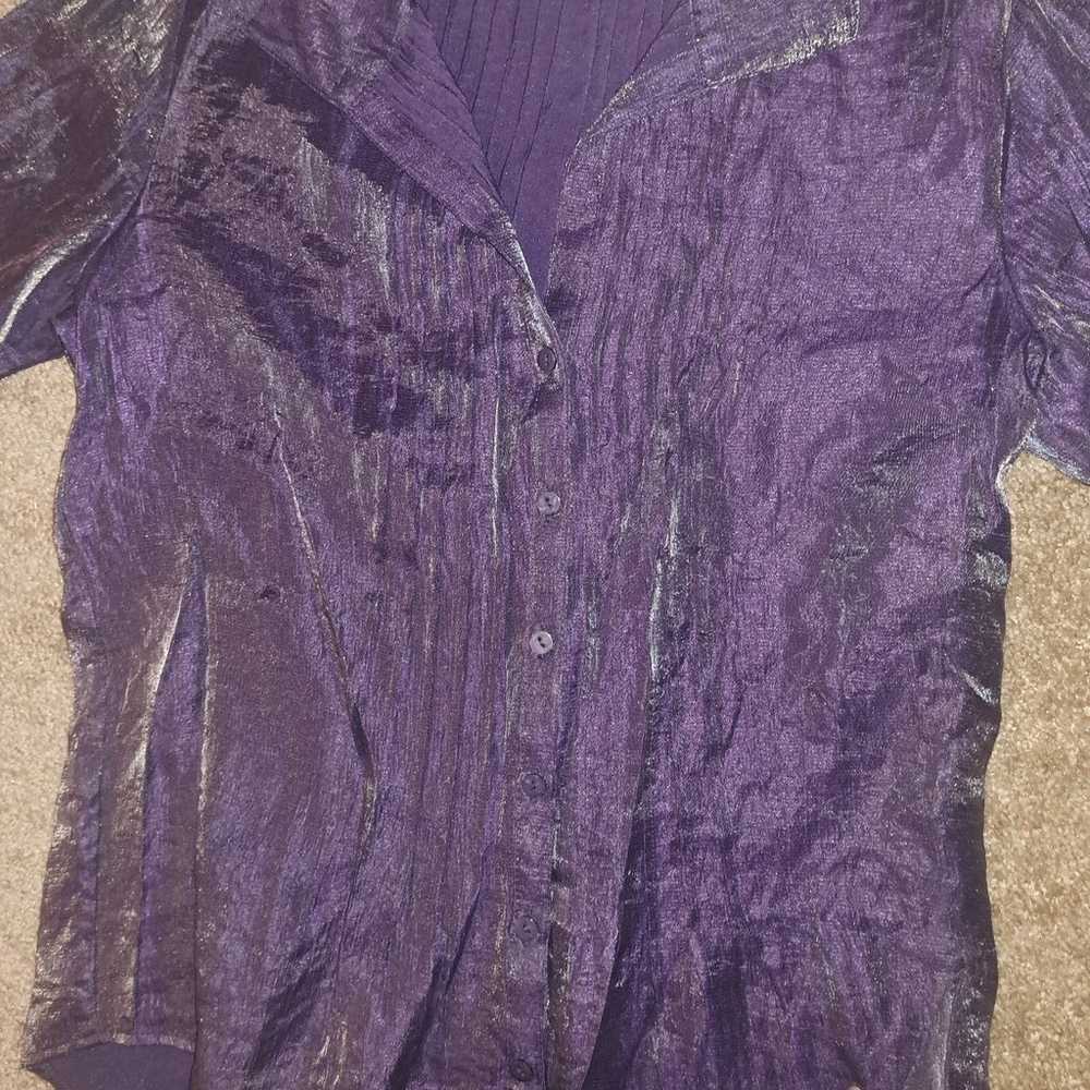 VTG Shimmering Purple Button Up Shirt - image 7