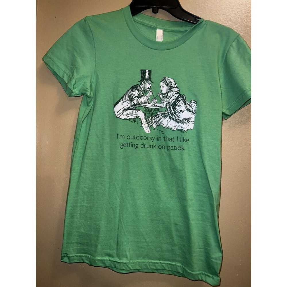 American Apparel Green Graphic T-shirt Women Size… - image 1