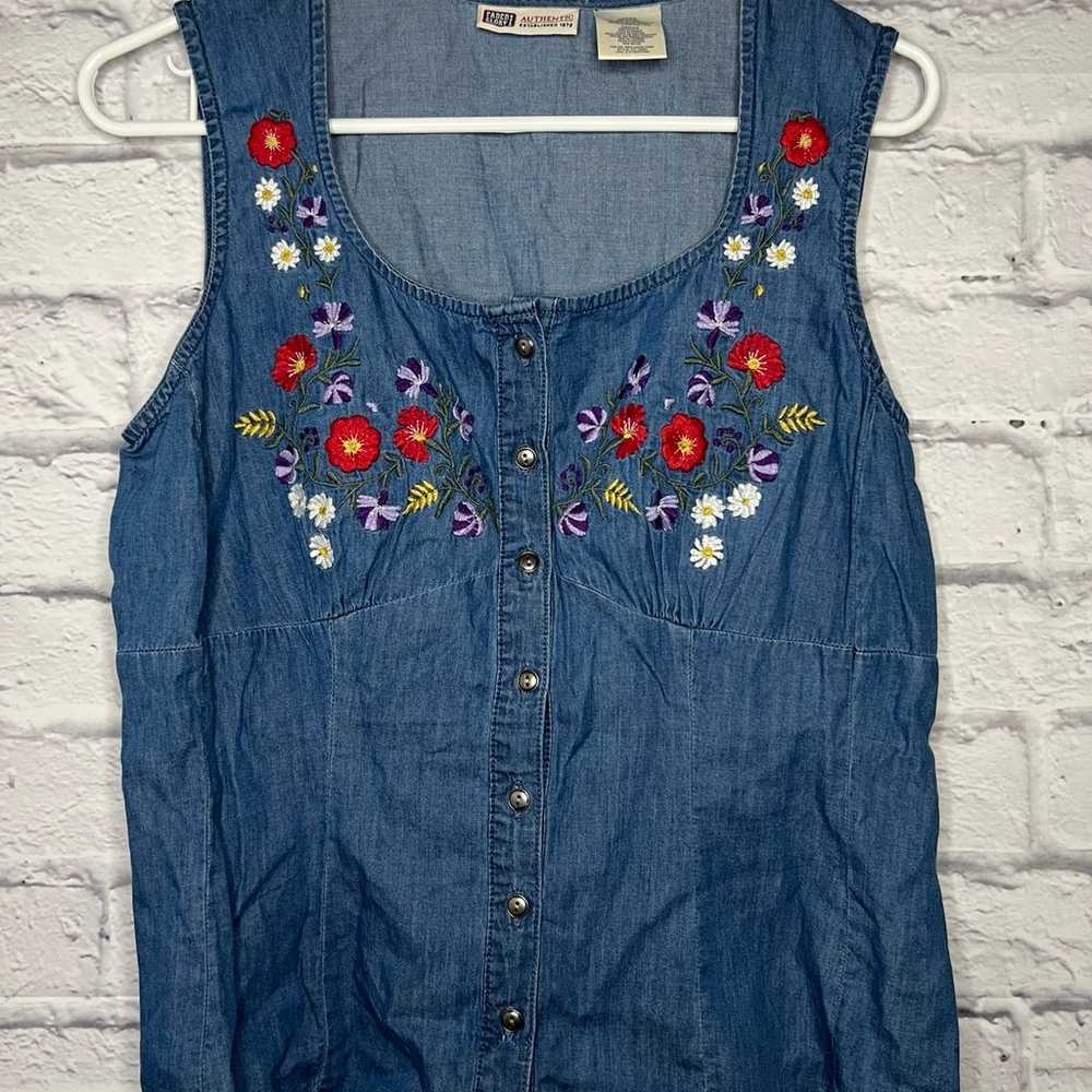 Vintage Faded Glory floral embroidered sleeveless… - image 1