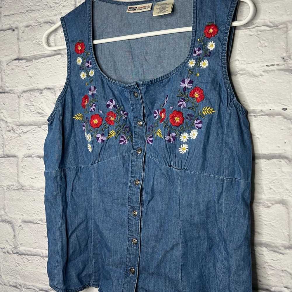 Vintage Faded Glory floral embroidered sleeveless… - image 2