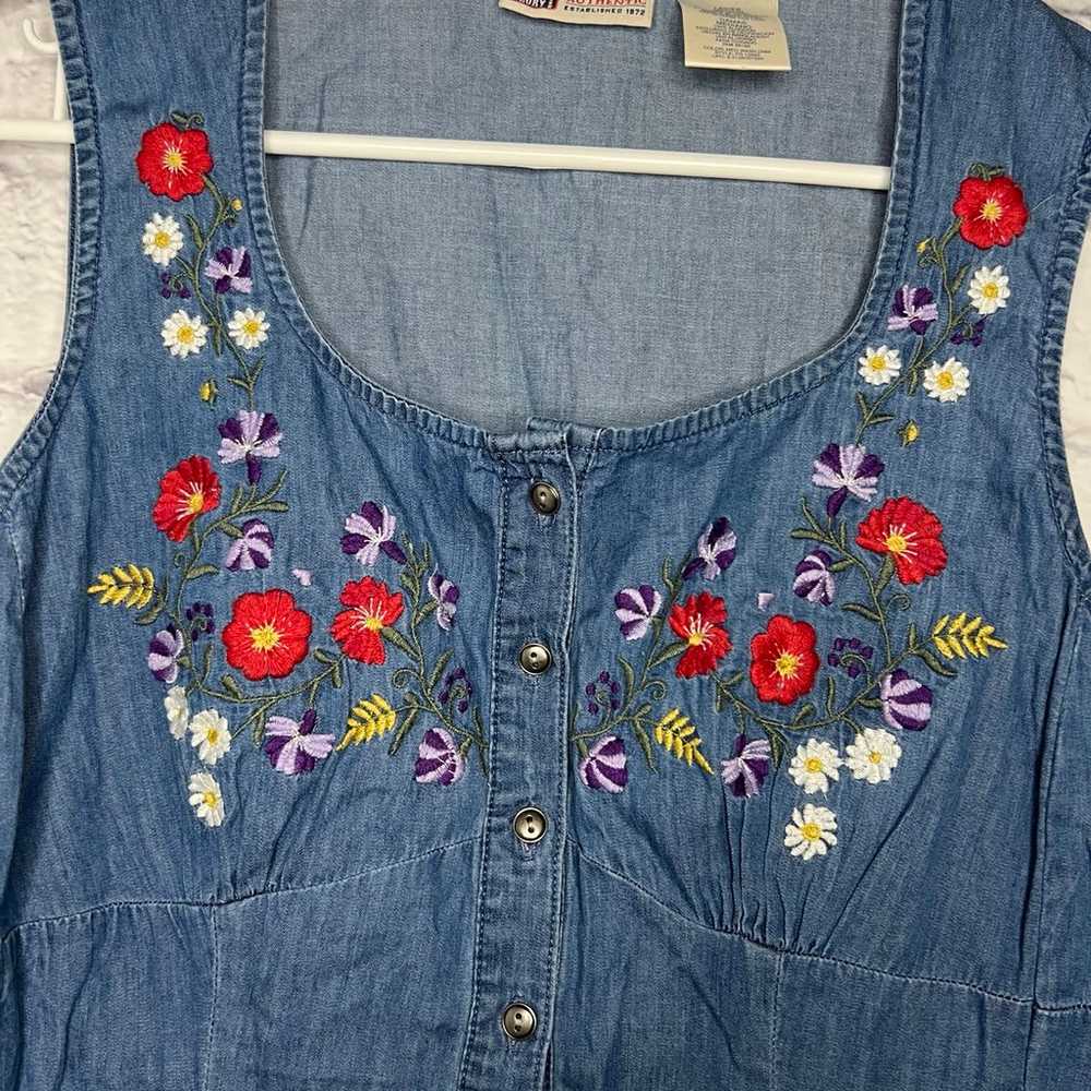 Vintage Faded Glory floral embroidered sleeveless… - image 3