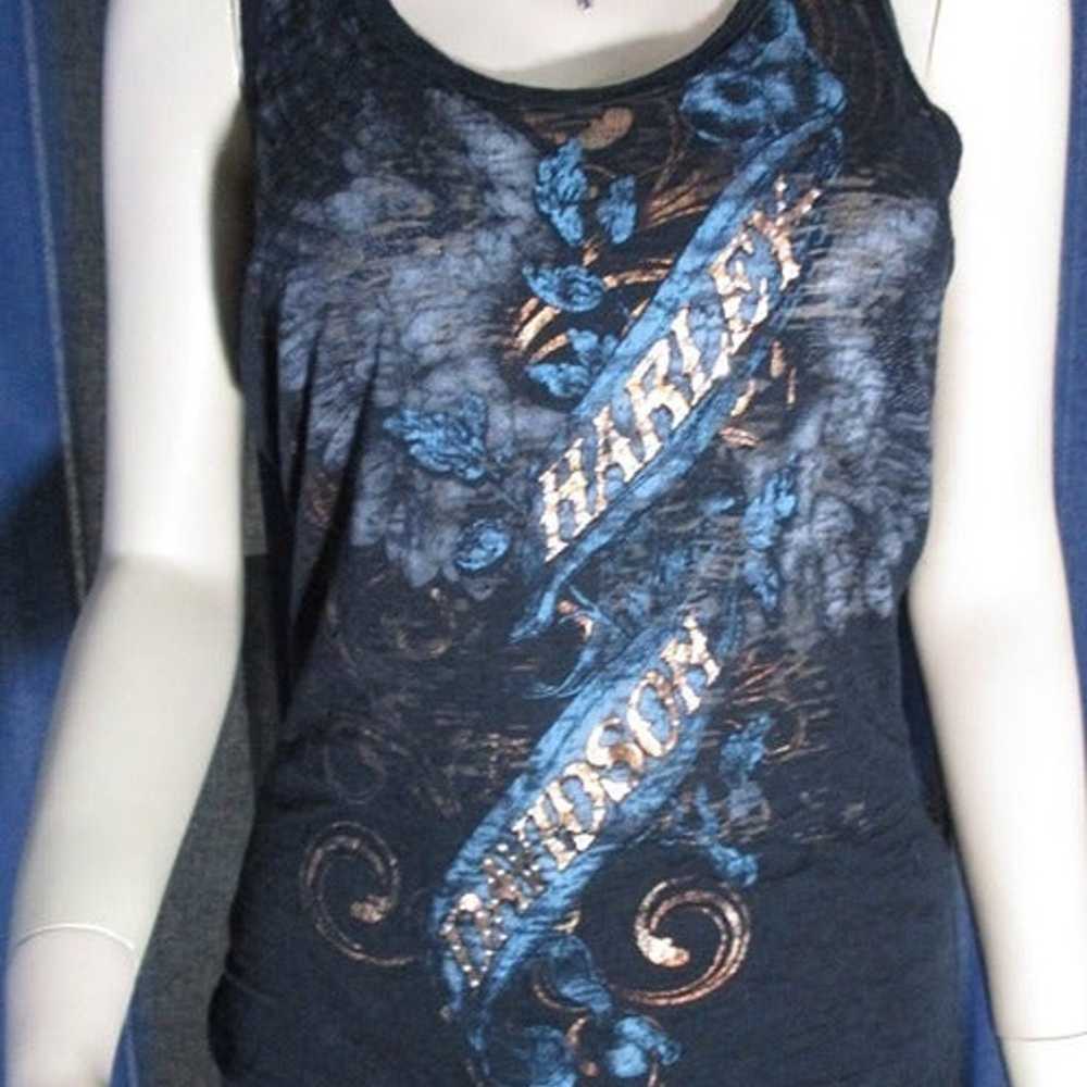 Harley-Davidson Tank Top Black Blue Sleeveless M … - image 1