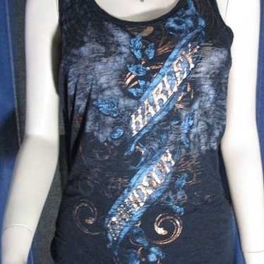 Harley-Davidson Tank Top Black Blue Sleeveless M … - image 1