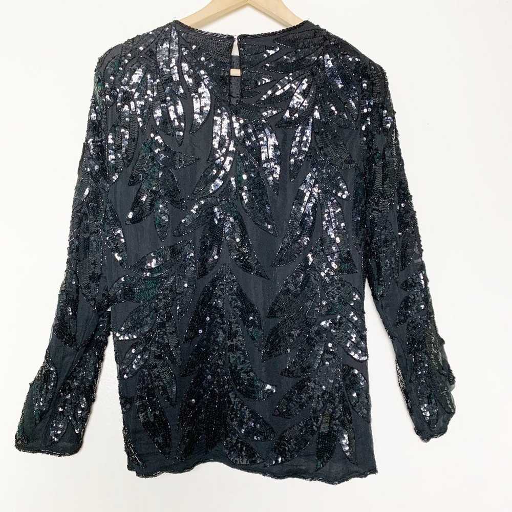 Vintage Silk Beaded Holiday Top - image 2